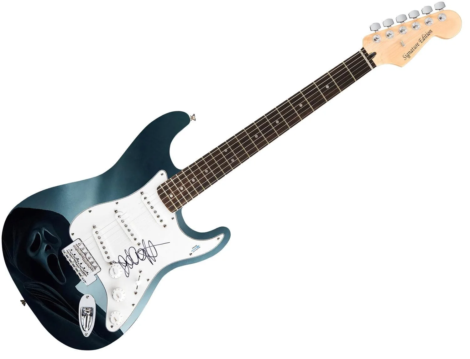 David Arquette Signed Scream 1/1 Custom Graphics Photo Guitar ACOA, image 3