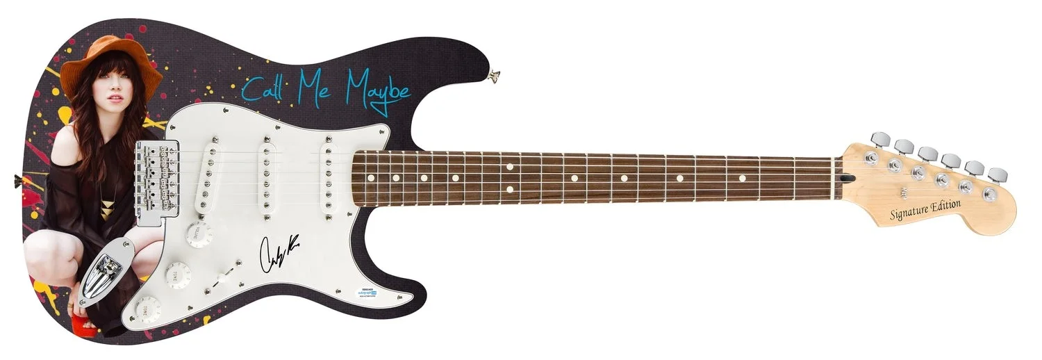 Carly Rae Jepson Call Me Maybe Signed 1/1 Custom Graphics Guitar ACOA, image 2