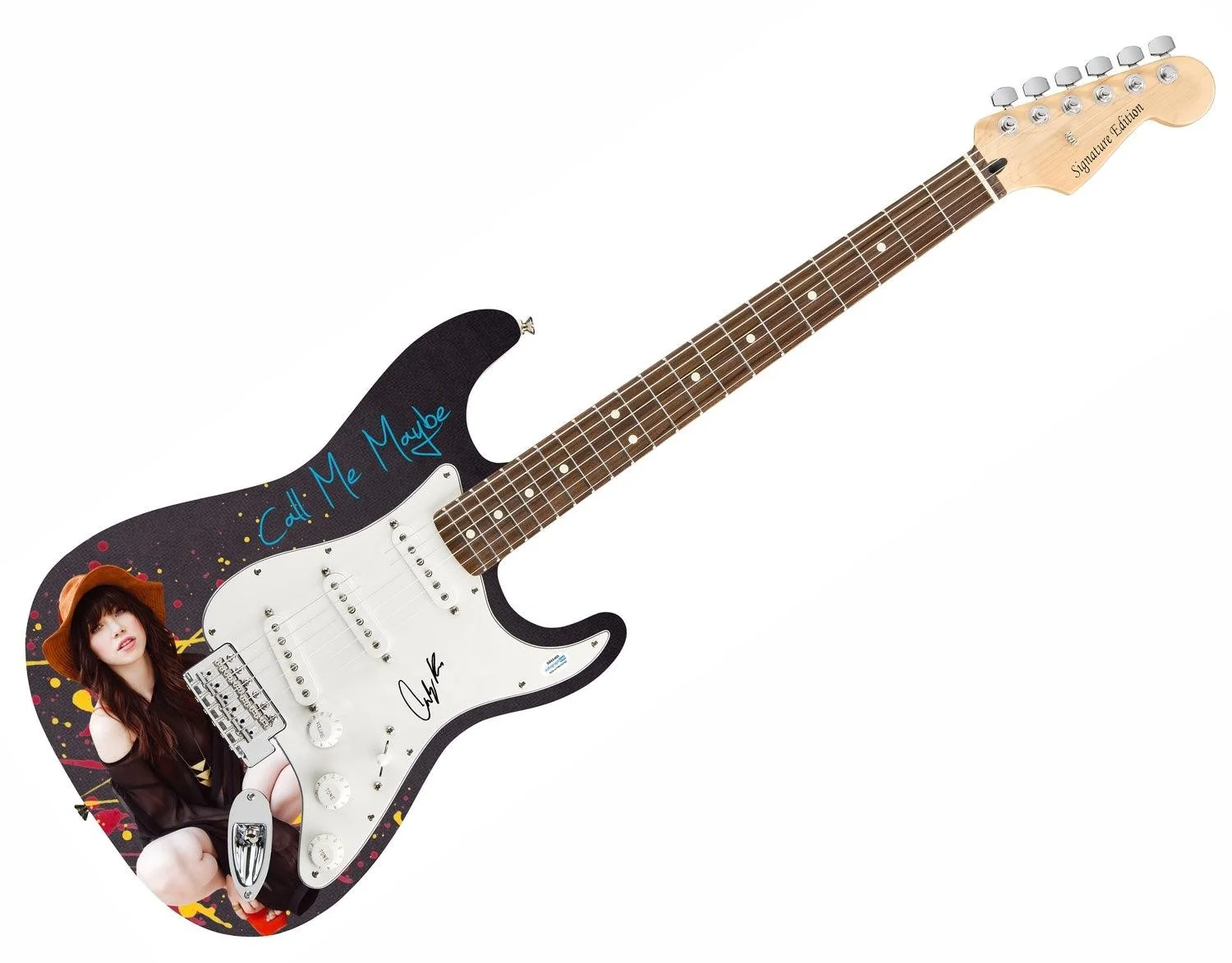 Carly Rae Jepson Call Me Maybe Signed 1/1 Custom Graphics Guitar ACOA, image 3