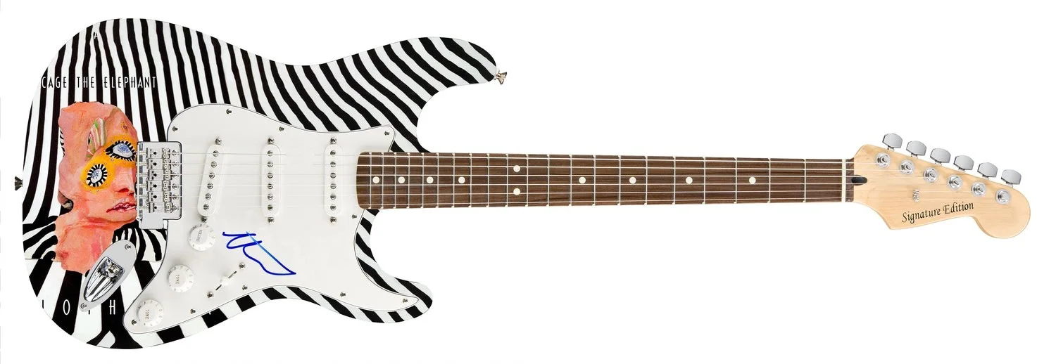 Cage The Elephant Matt Shultz Autographed Custom Photo Graphics 1/1 Guitar, image 2