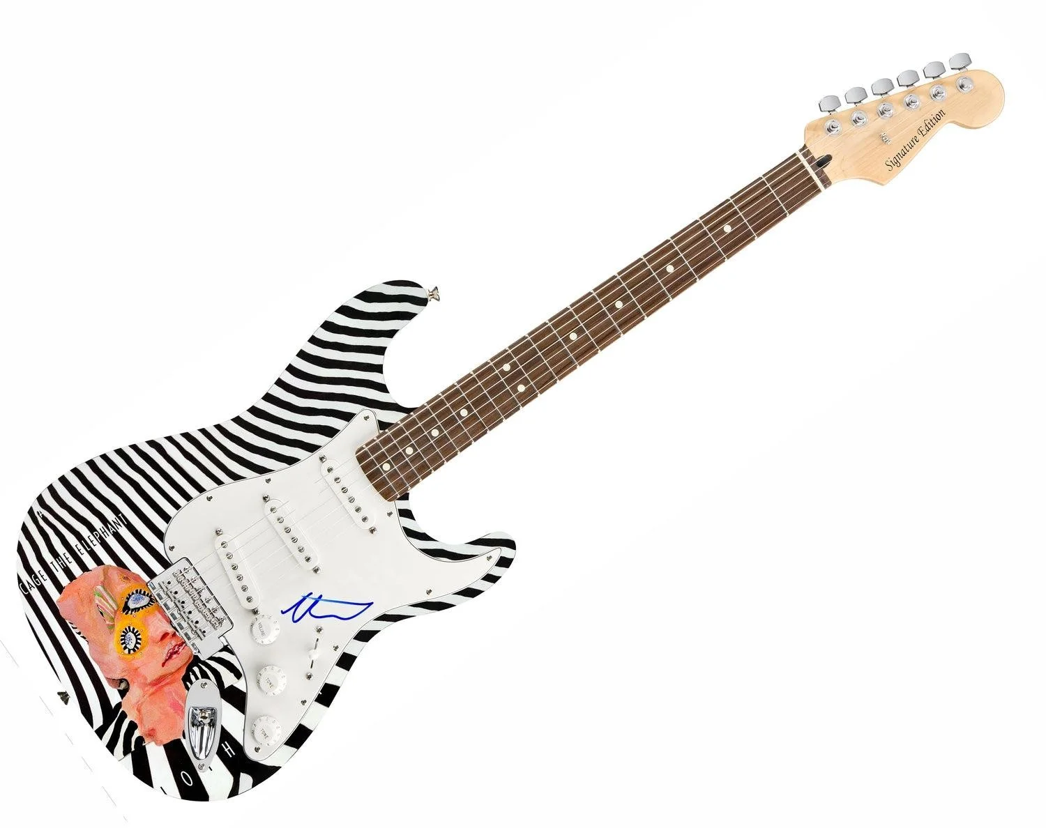 Cage The Elephant Matt Shultz Autographed Custom Photo Graphics 1/1 Guitar, image 3