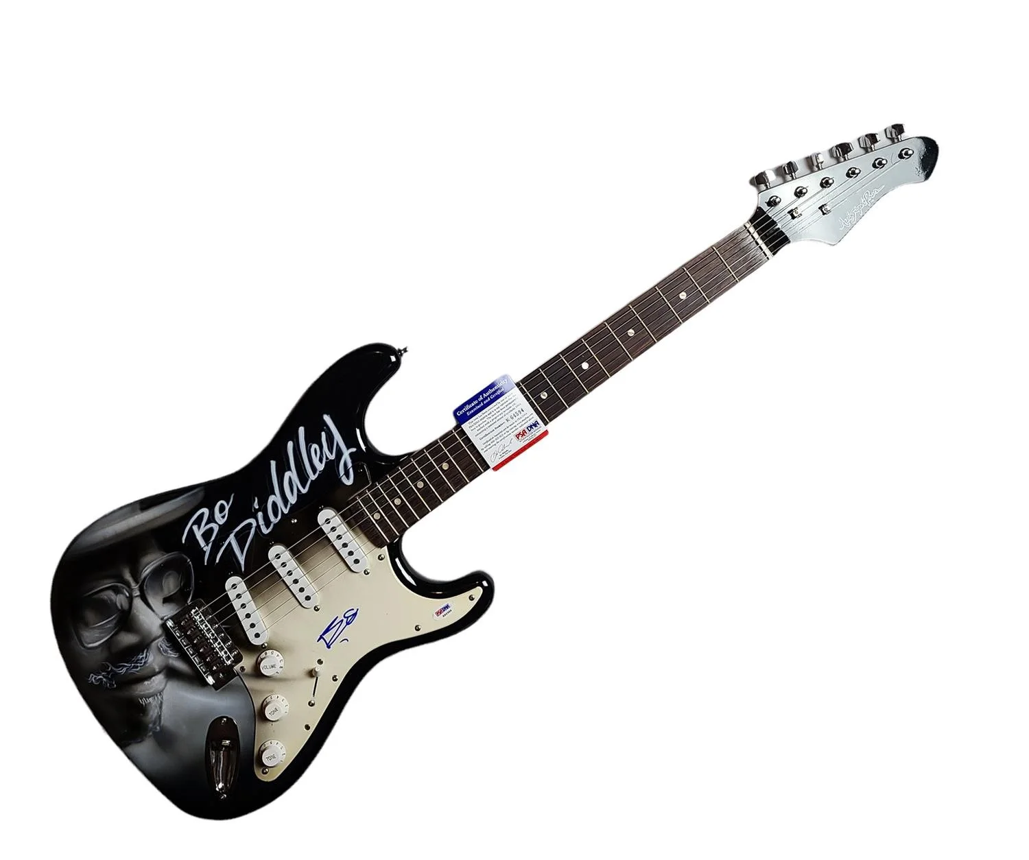 Bo Diddley Signed Autographed Hand Airbrushed 1:1 Guitar PSA, image 2