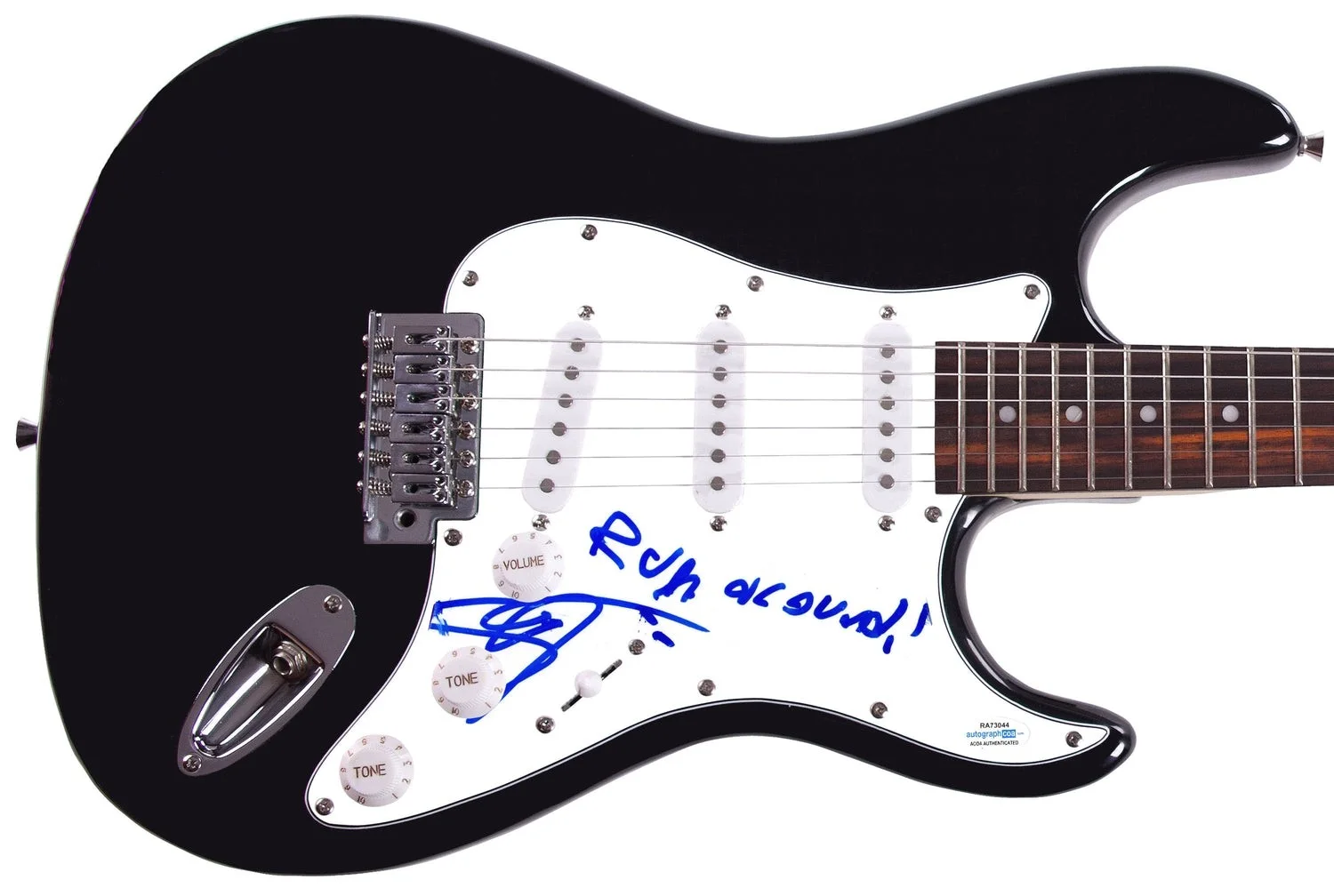 Blues Traveler John Popper Signed Autographed Guitar w Lyrics Run Around ACOA, image 2