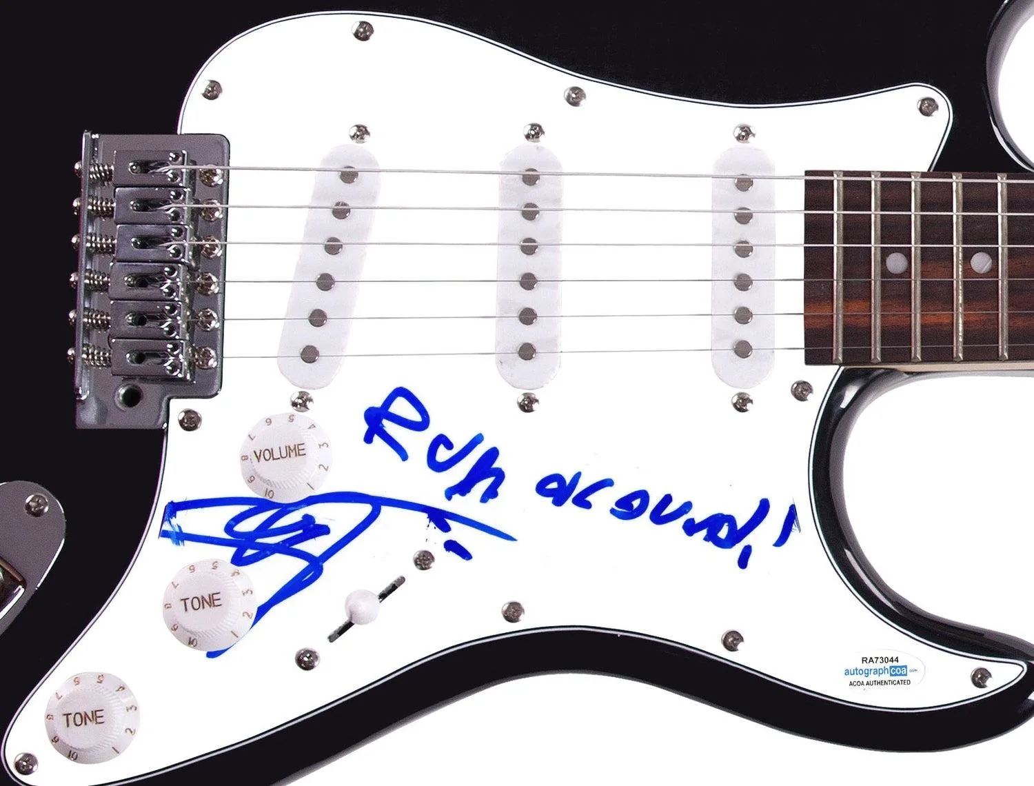 Blues Traveler John Popper Signed Autographed Guitar w Lyrics Run Around ACOA, image 3