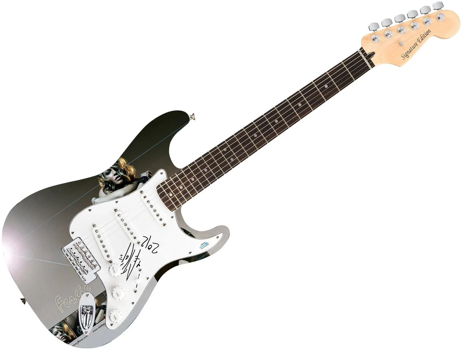Black Eyed Peas Fergie Signed Autographed 1/1 Graphics Photo Guitar ACOA JSA, image 3