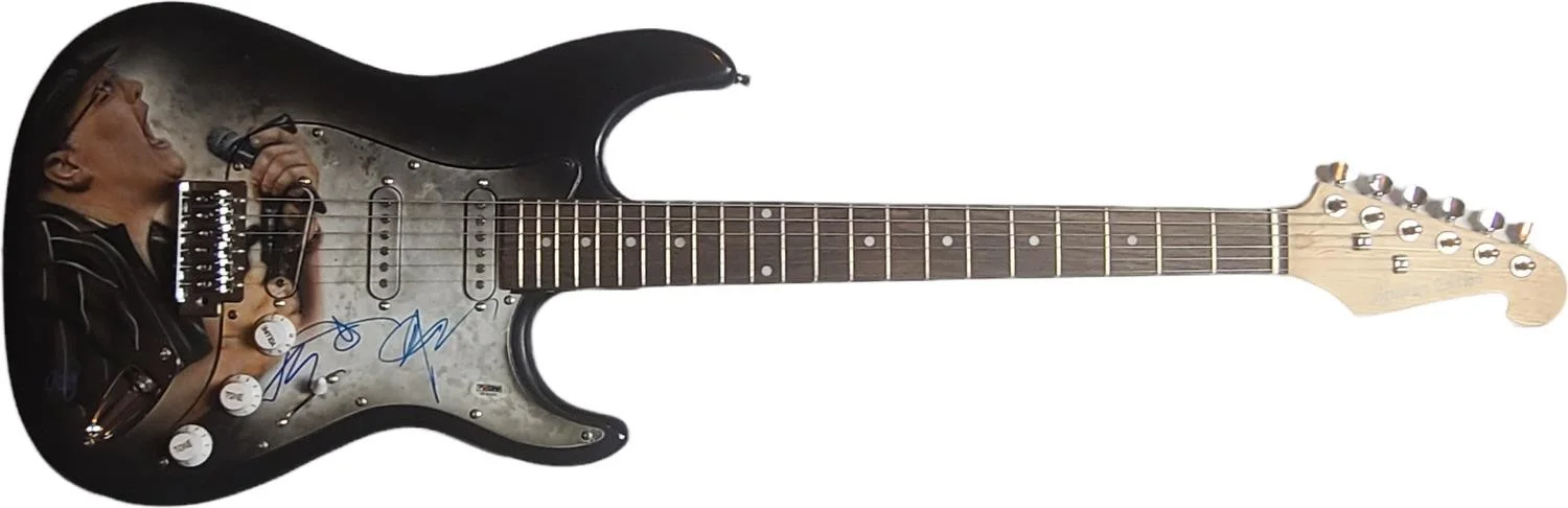 Blues Traveler John Popper Plus Autographed Hand Airbrushed Guitar UACC AFTAL RA, изображение 2