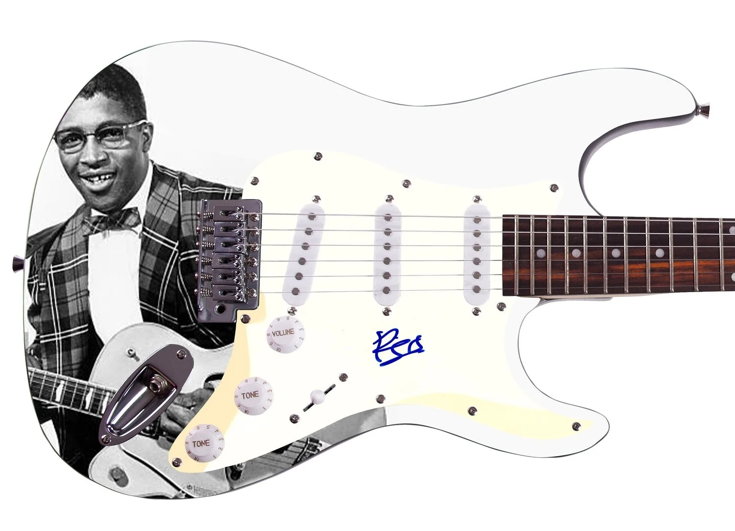 Bo Diddley Signed Autographed Graphics Photo Guitar, image 2