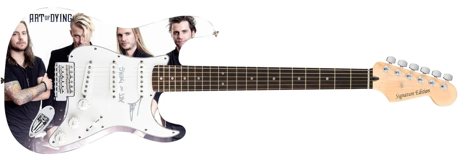 Art of Dying Cale Gontier Autographed 1/1 Custom Graphics Photo Guitar, image 2