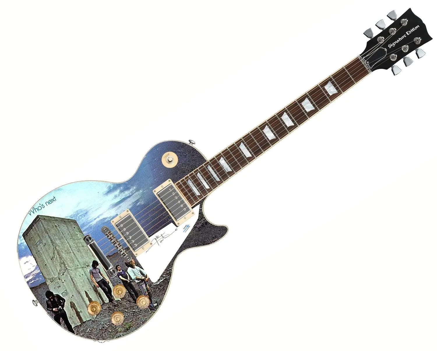 The Who Pete Townshend Signed Who?s Next LP Graphics Photo Guitar ACOA, image 3
