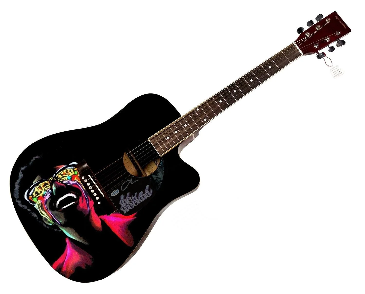 The Weeknd Signed Custom Graphics Photo Guitar ACOA, image 3