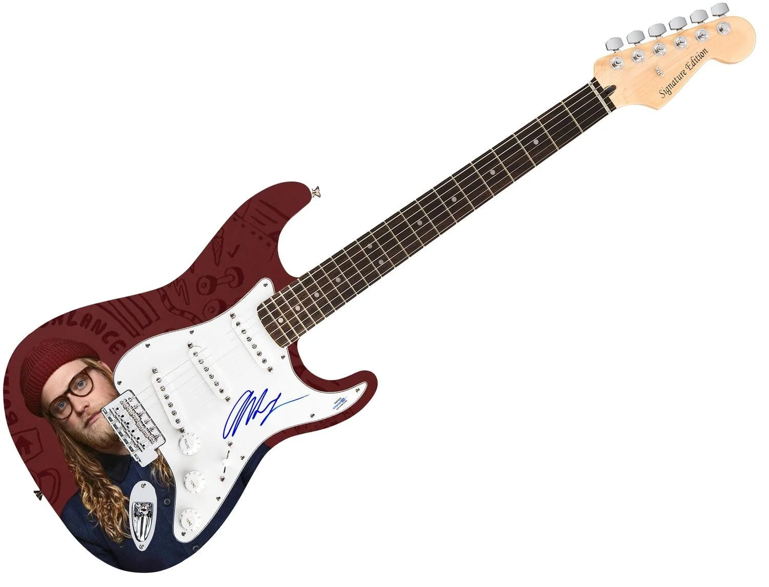 Allen Stone Signed Autographed 1/1 Custom Graphics Photo Guitar ACOA, изображение 3