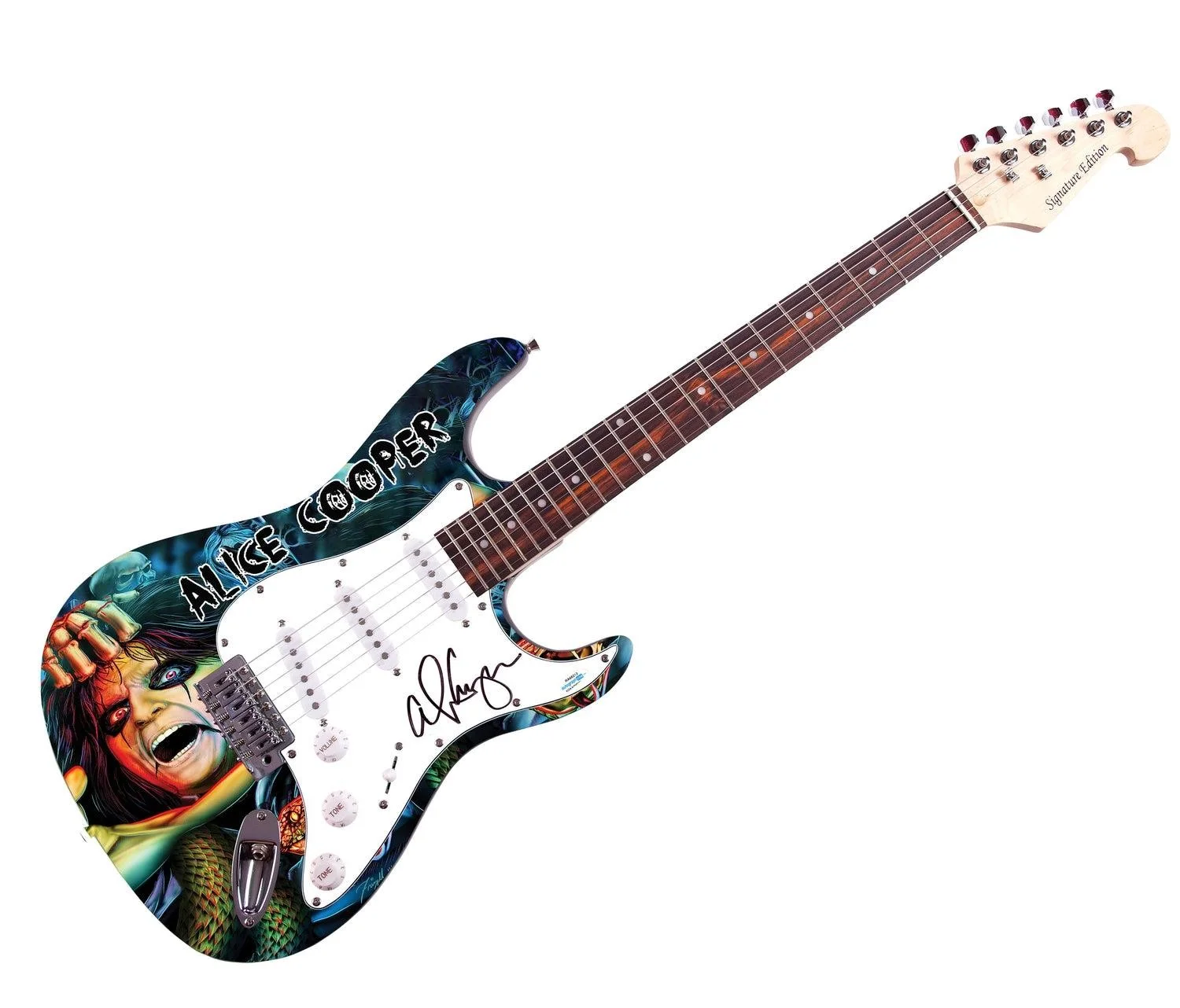 Alice Cooper Signed Autographed Graphics Photo Guitar ACOA, image 3