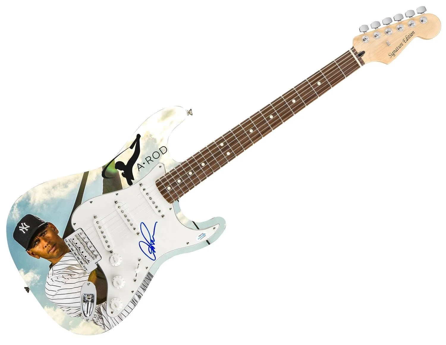 Alex Rodriguez NY Yankess Autographed Photo Graphics Guitar ACOA Witness ITP, изображение 3