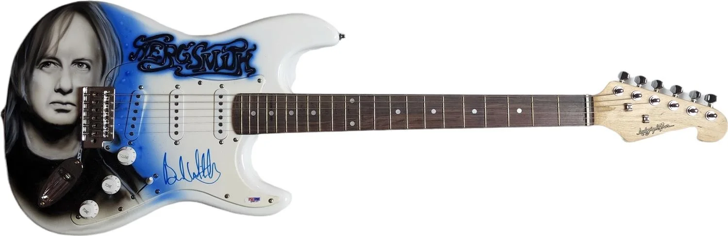 Aerosmith Brad Whitford Autographed Fender Hand Airbrushed Painting Guitar AFTAL, изображение 2