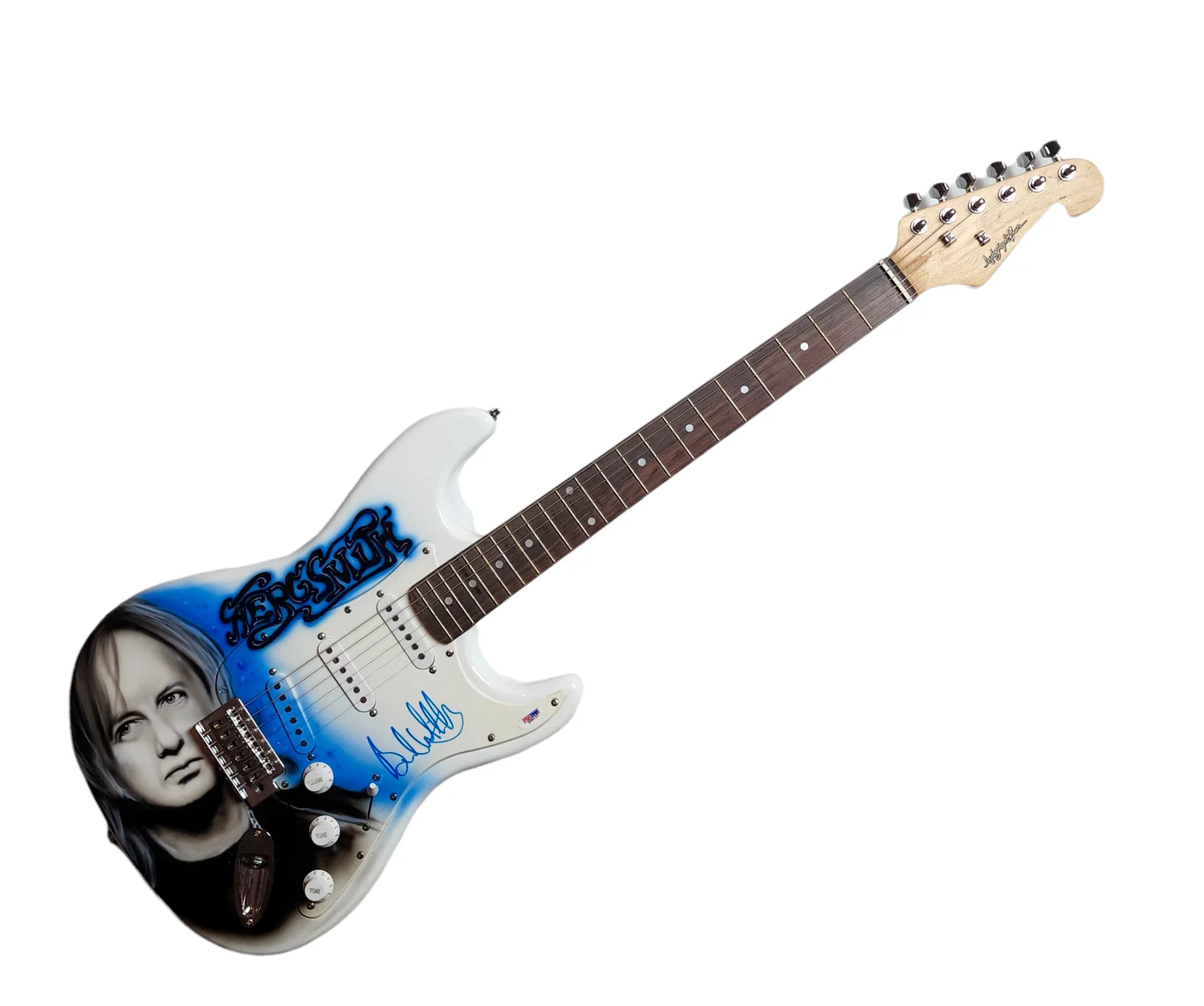 Aerosmith Brad Whitford Autographed Fender Hand Airbrushed Painting Guitar AFTAL, изображение 3