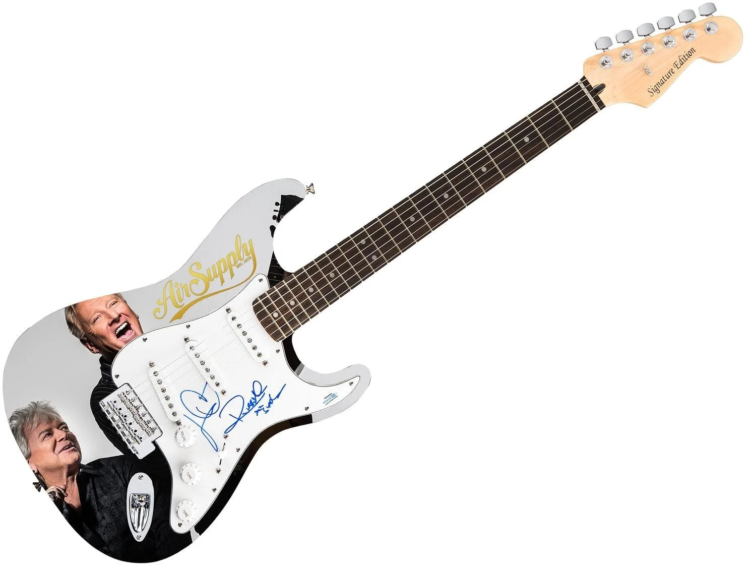 Air Supply Signed Autographed 1/1 Custom Graphics Photo Guitar ACOA, image 3