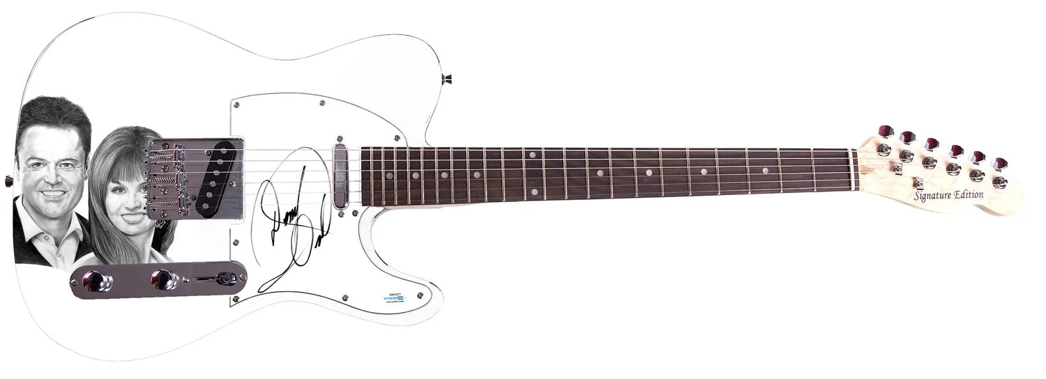Donnie Osmond Signed Custom 1/1 Graphics Photo Guitar ACOA, image 2