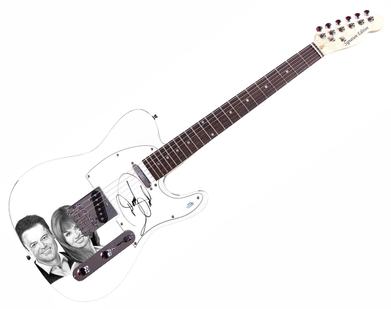 Donnie Osmond Signed Custom 1/1 Graphics Photo Guitar ACOA, image 3