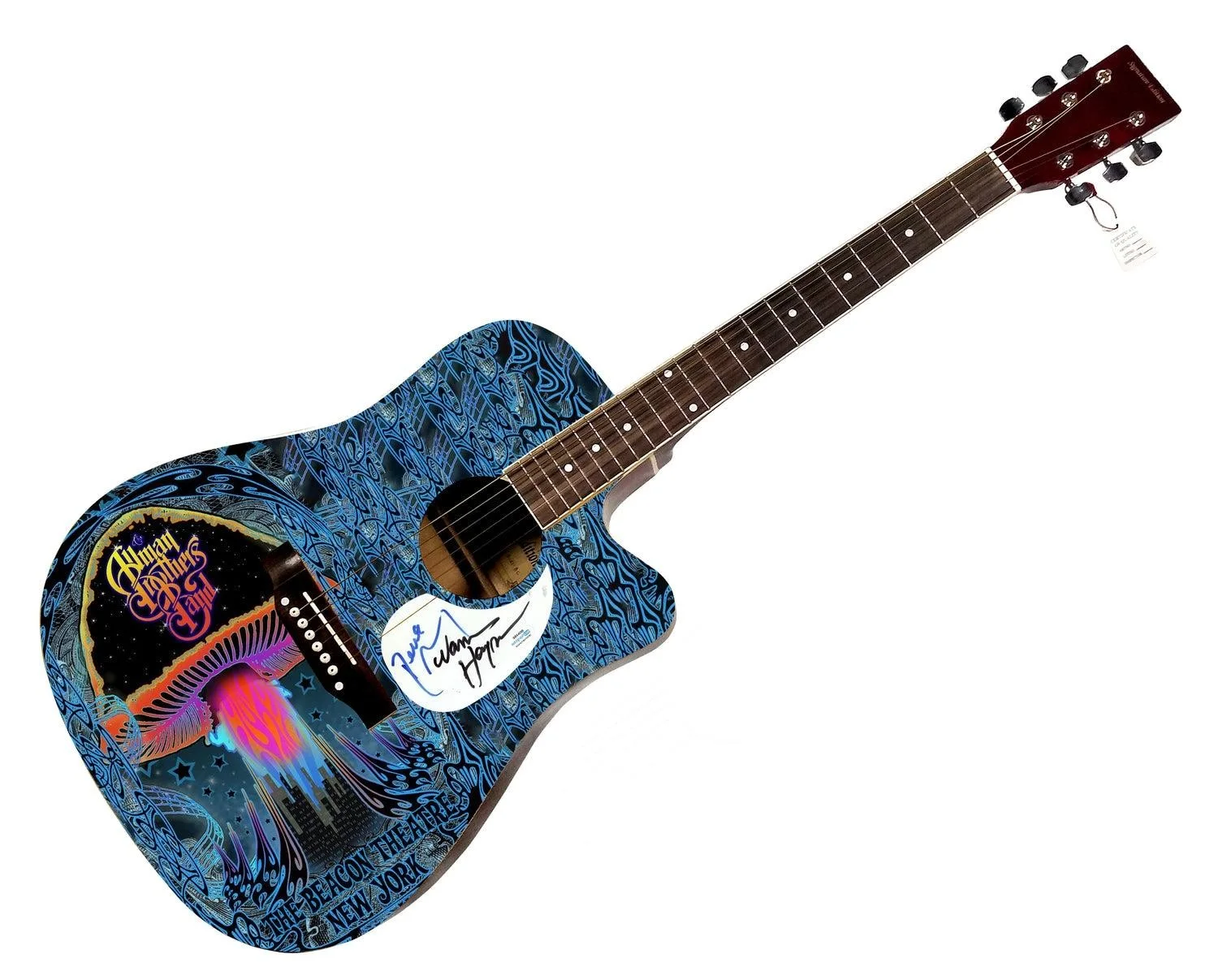 The Allman Brothers Band Signed 1/1 Custom Graphics Photo Guitar ACOA, image 3