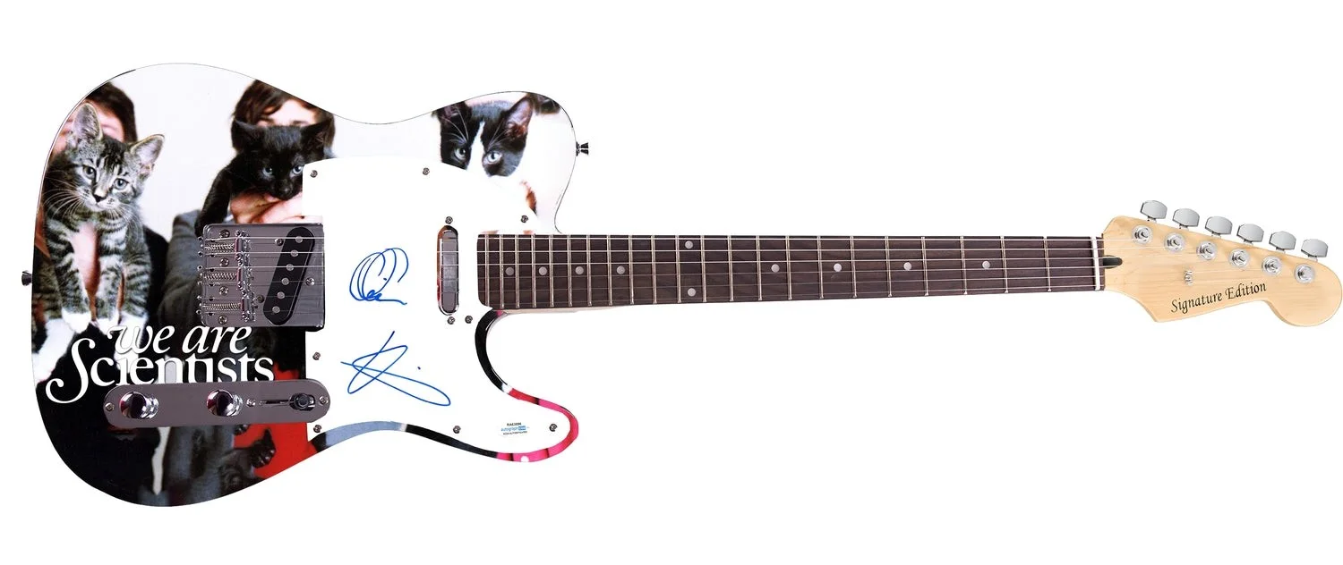 We Are Scientists Signed Custom Graphics Photo Guitar ACOA, image 2