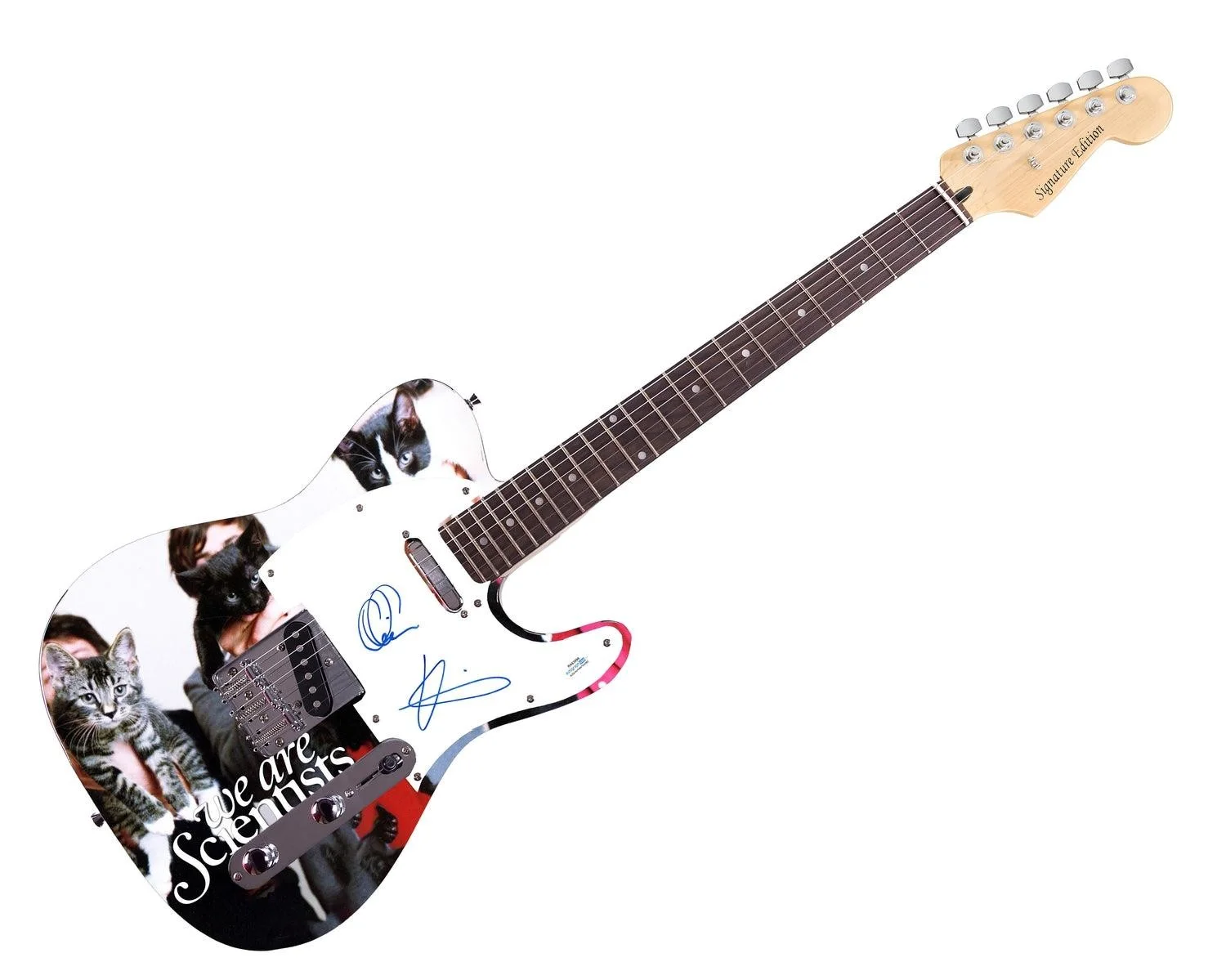 We Are Scientists Signed Custom Graphics Photo Guitar ACOA, image 3