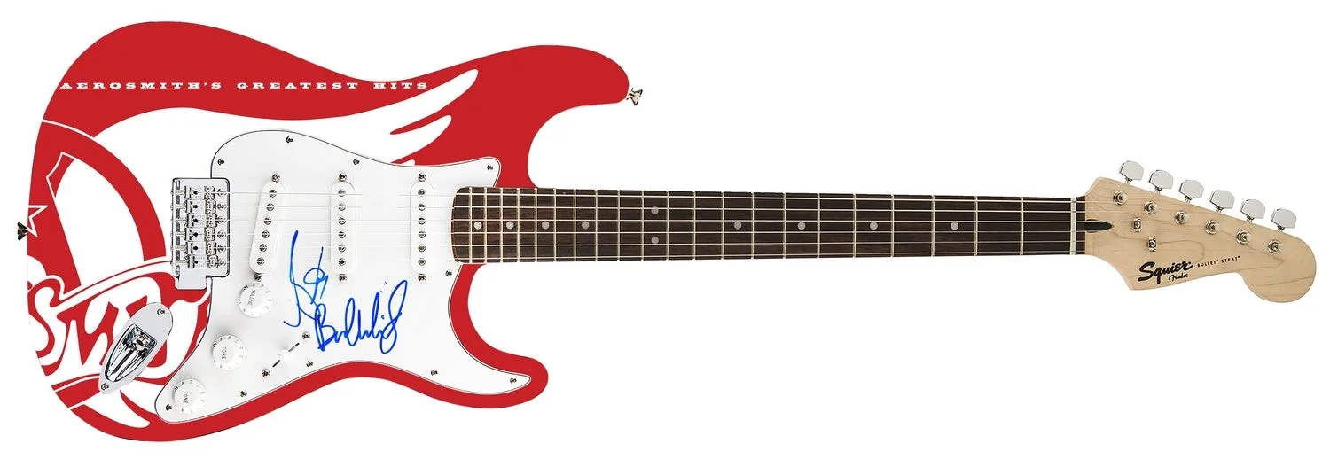Aerosmith Signed Fender Custom Graphics Greatest Hits Album Photo Guitar, image 2