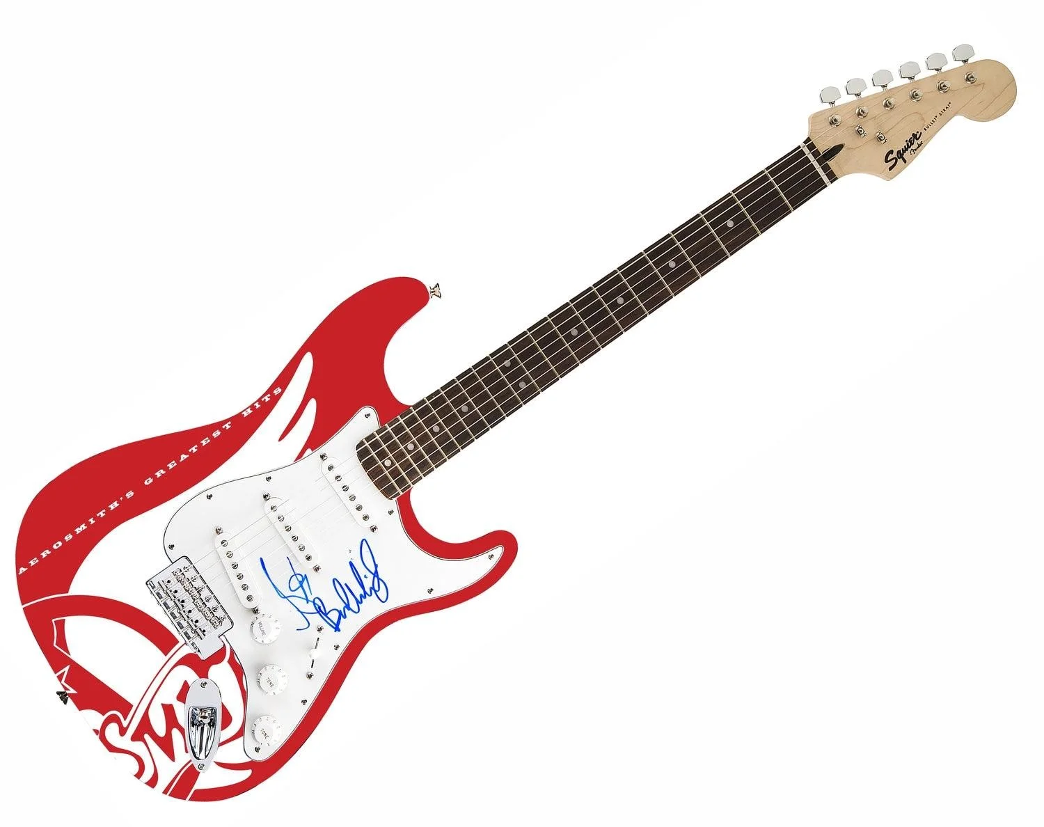 Aerosmith Signed Fender Custom Graphics Greatest Hits Album Photo Guitar, image 3