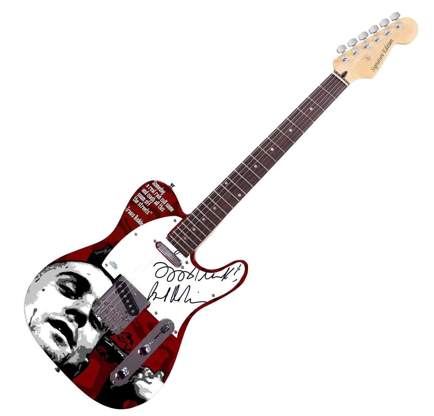 Robert De Niro Signed Taxi Driver Custom Graphics Photo Guitar ACOA, image 3