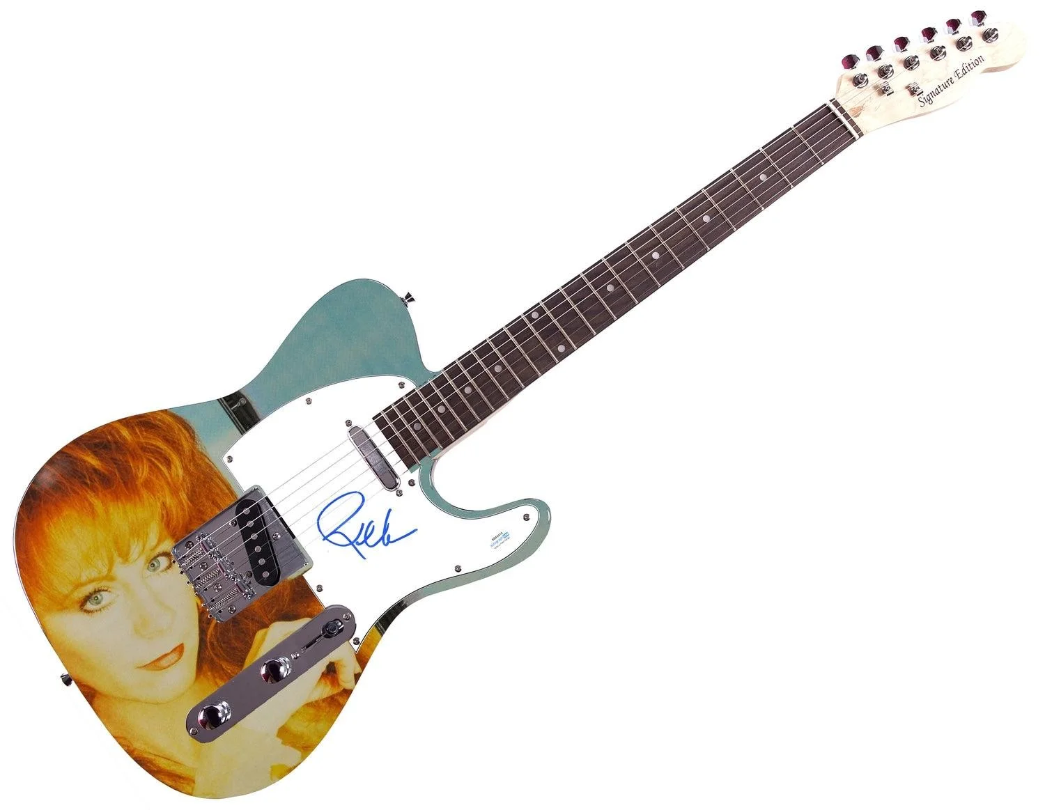 Reba McEntire Signed 1/1 Custom Graphics Guitar ACOA, image 3