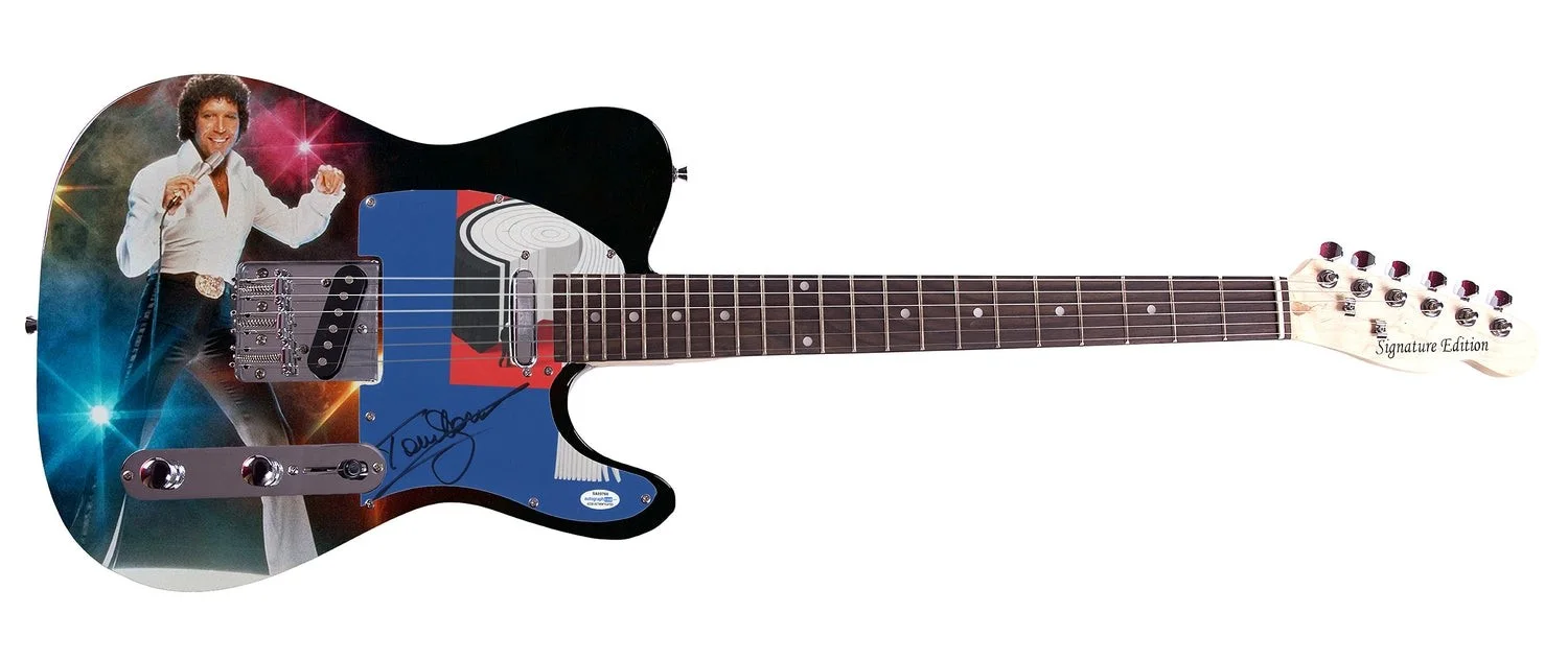 Tom Jones Signed Autographed Custom Photo Graphics Guitar ACOA ACOA, image 2