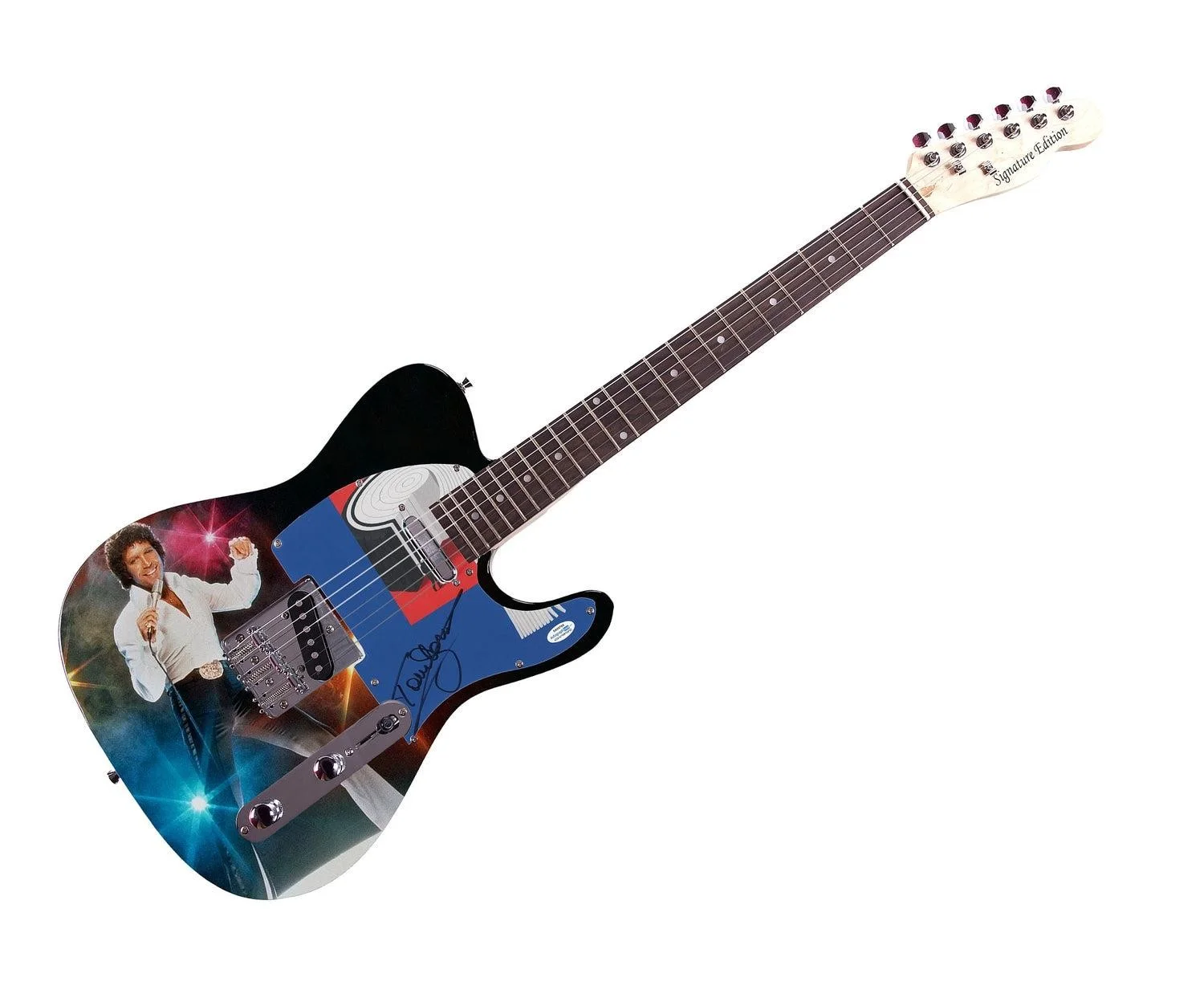 Tom Jones Signed Autographed Custom Photo Graphics Guitar ACOA ACOA, image 3