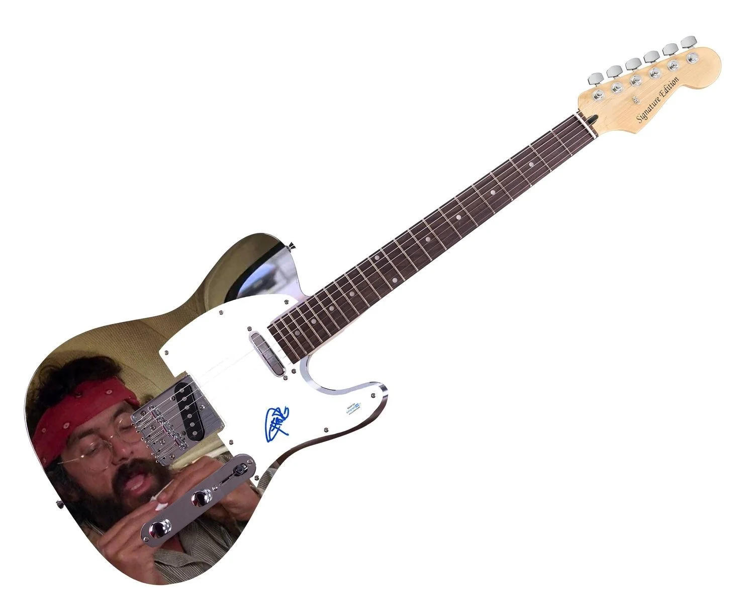 Cheech And Chong Tommy Signed Weed 420 Pot Guitar ACOA, image 3