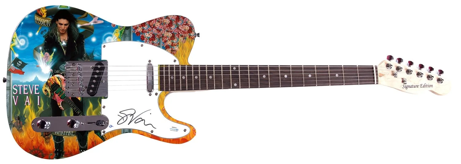 Steve Vai Signed Custom 1/1 Graphics Photo Guitar ACOA, image 2