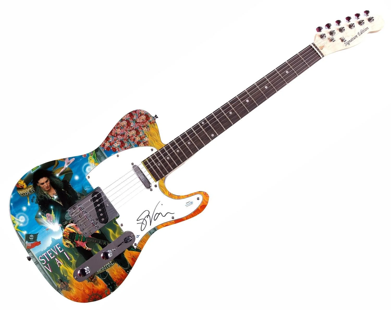 Steve Vai Signed Custom 1/1 Graphics Photo Guitar ACOA, image 3