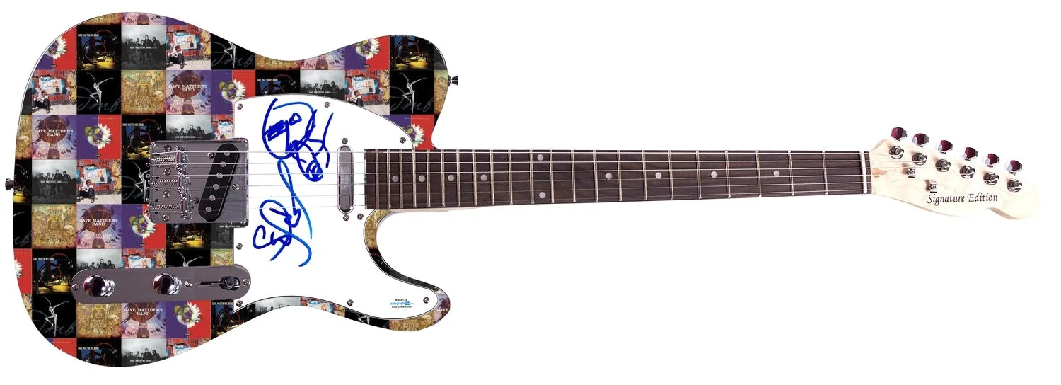 The Dave Matthews Band Stefan Lessard Signed Graphics Guitar w Sketch ACOA, image 2