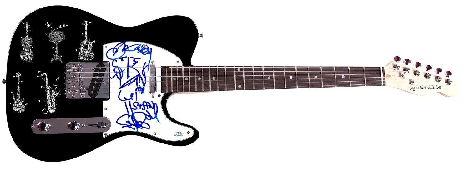 The Dave Matthews Band Stefan Lessard Signed Graphics Guitar w Sketch ACOA, изображение 2