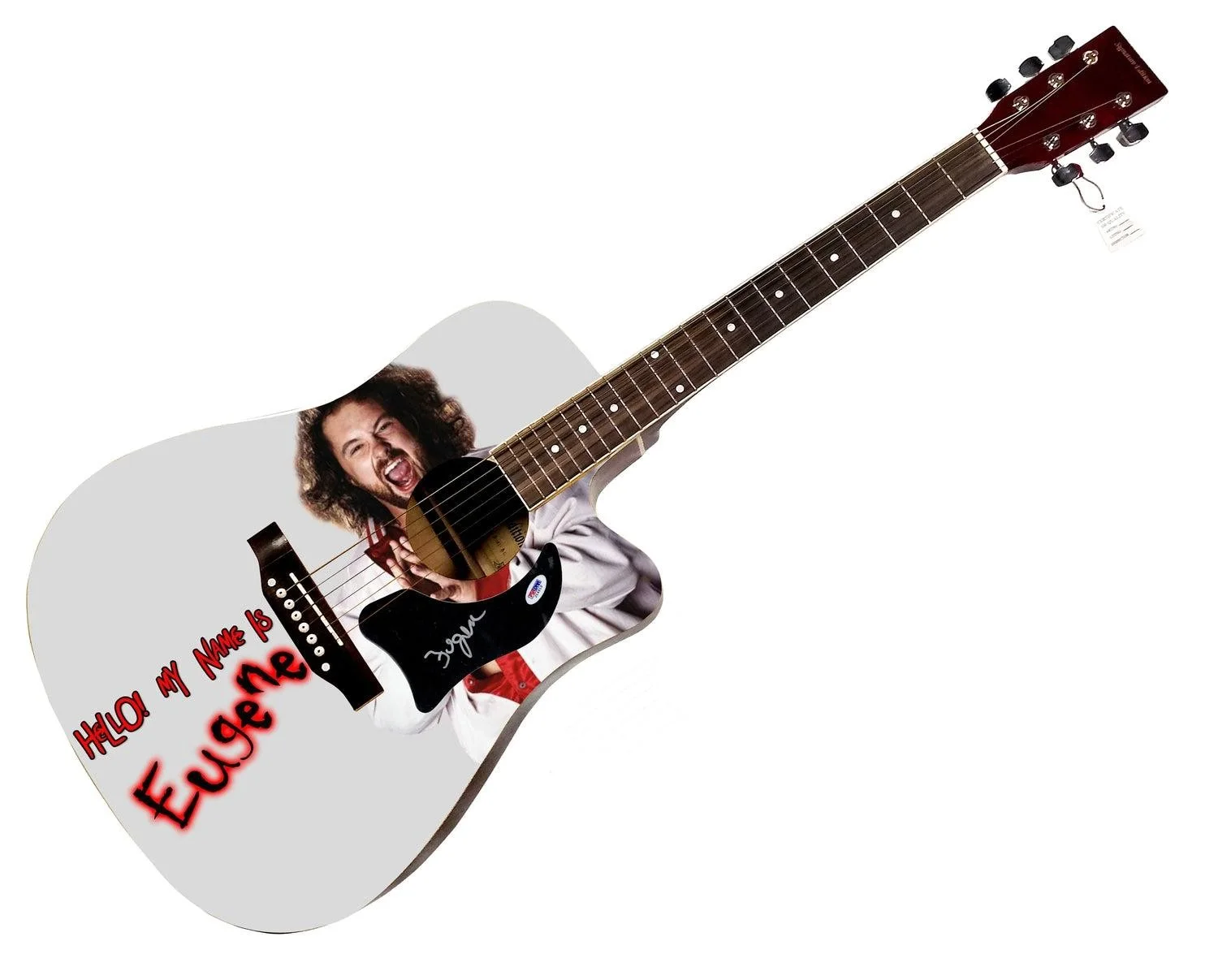 WWE Eugene Signed 1/1 Custom Graphics Photo WWF Guitar PSA, image 3