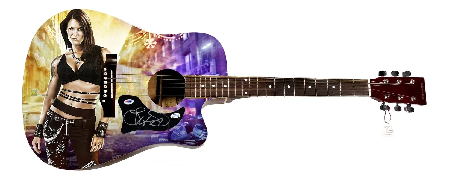 WWE Lita Signed 1/1 Custom Graphics Photo WWF Guitar PSA, изображение 2
