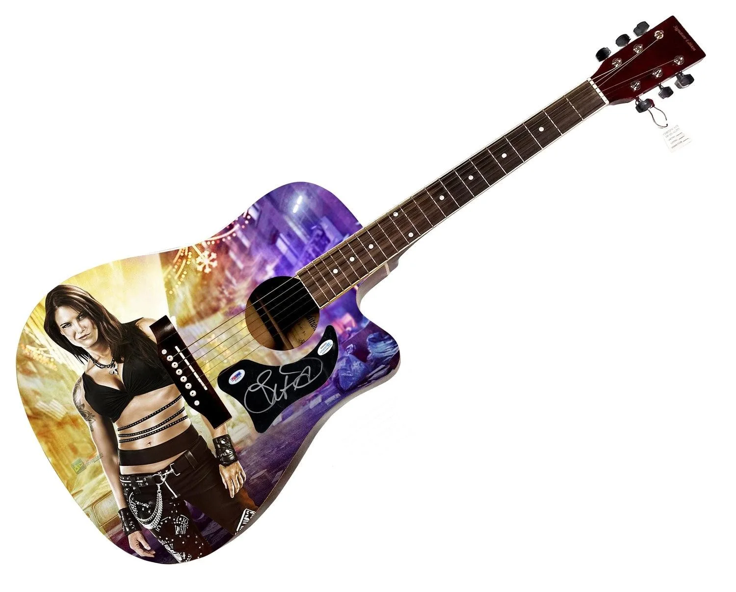 WWE Lita Signed 1/1 Custom Graphics Photo WWF Guitar PSA, изображение 3