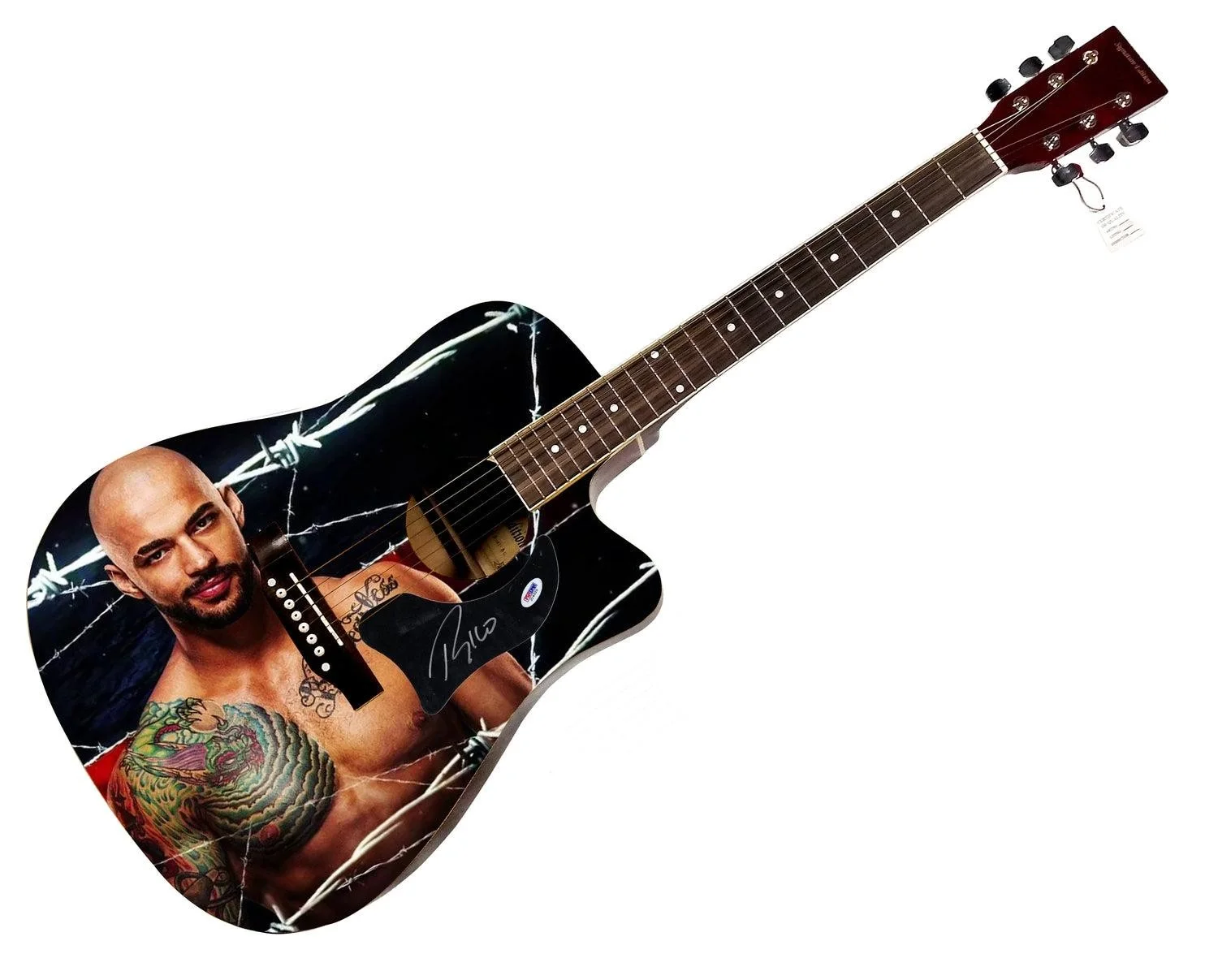 WWE Rico Constantino Signed 1/1 Custom Graphics Photo WWF Guitar PSA, изображение 3