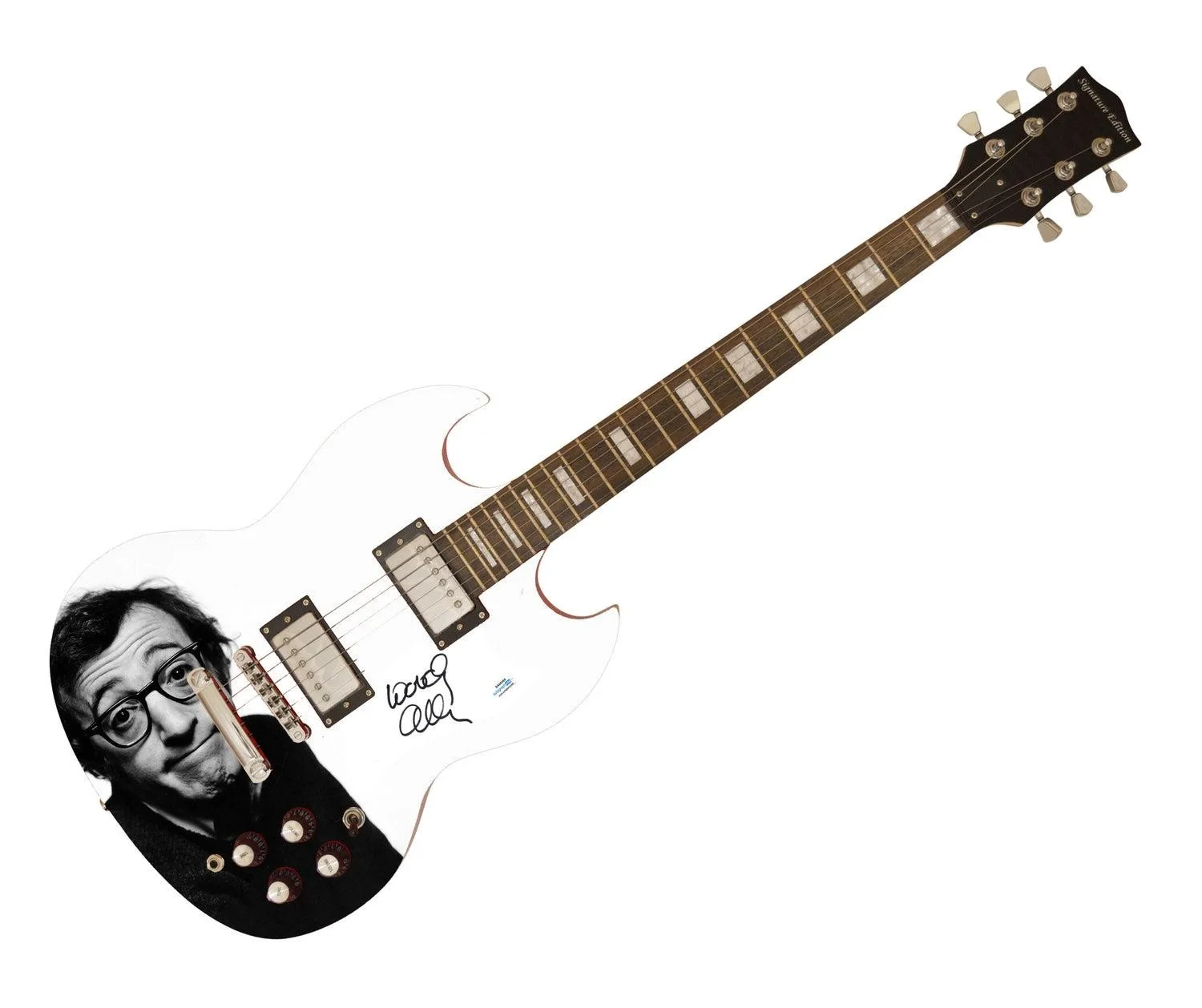 Woody Allen Signed Autographed Photo Guitar ACOA, изображение 3