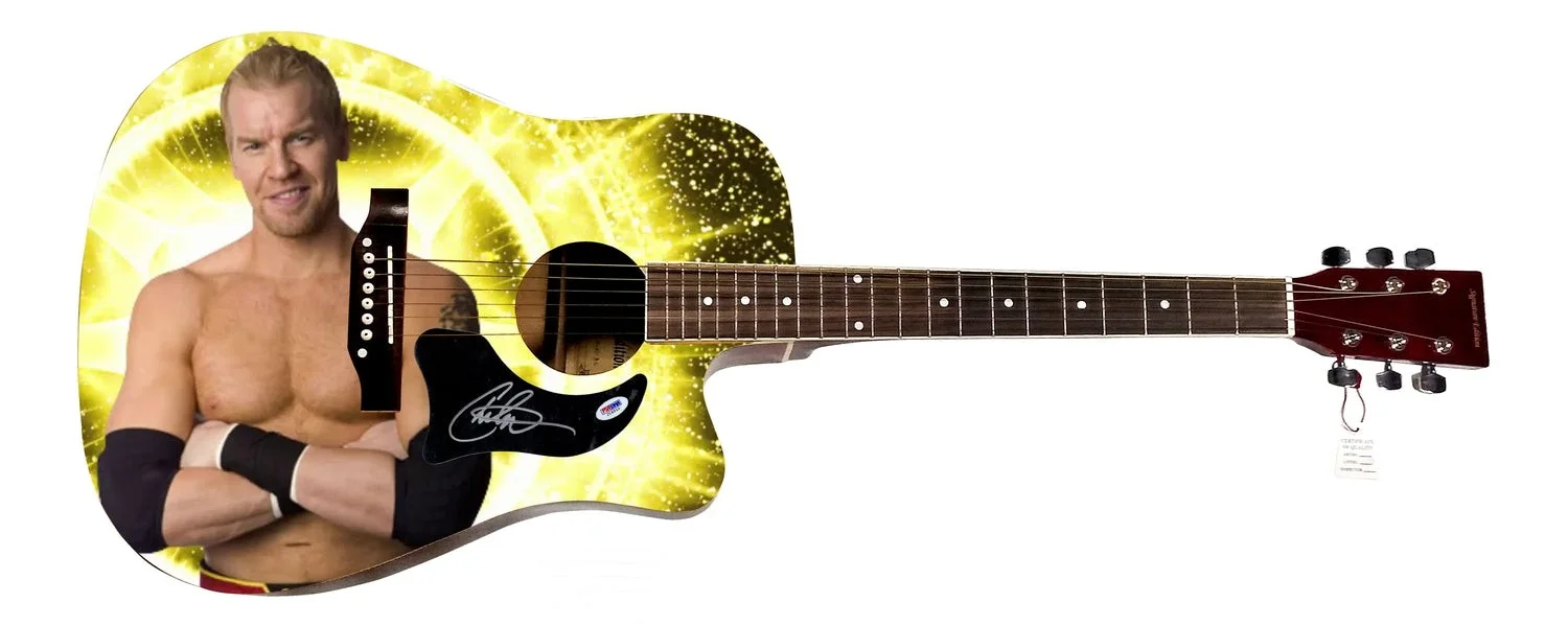 WWE Christian Signed 1/1 Custom Graphics Photo WWF Guitar PSA, изображение 2