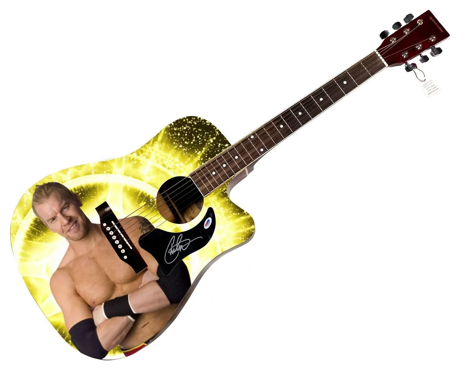 WWE Christian Signed 1/1 Custom Graphics Photo WWF Guitar PSA, изображение 3