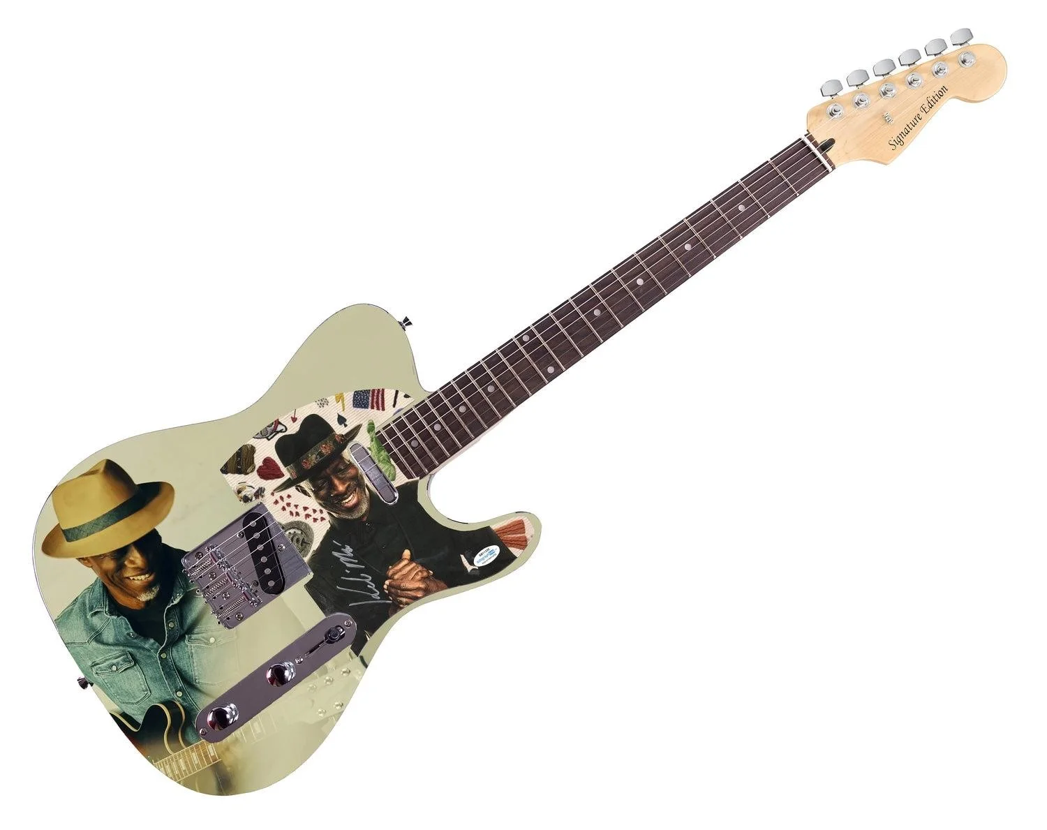 Keb Mo Signed Custom Graphics Photo Guitar ACOA JSA, image 3