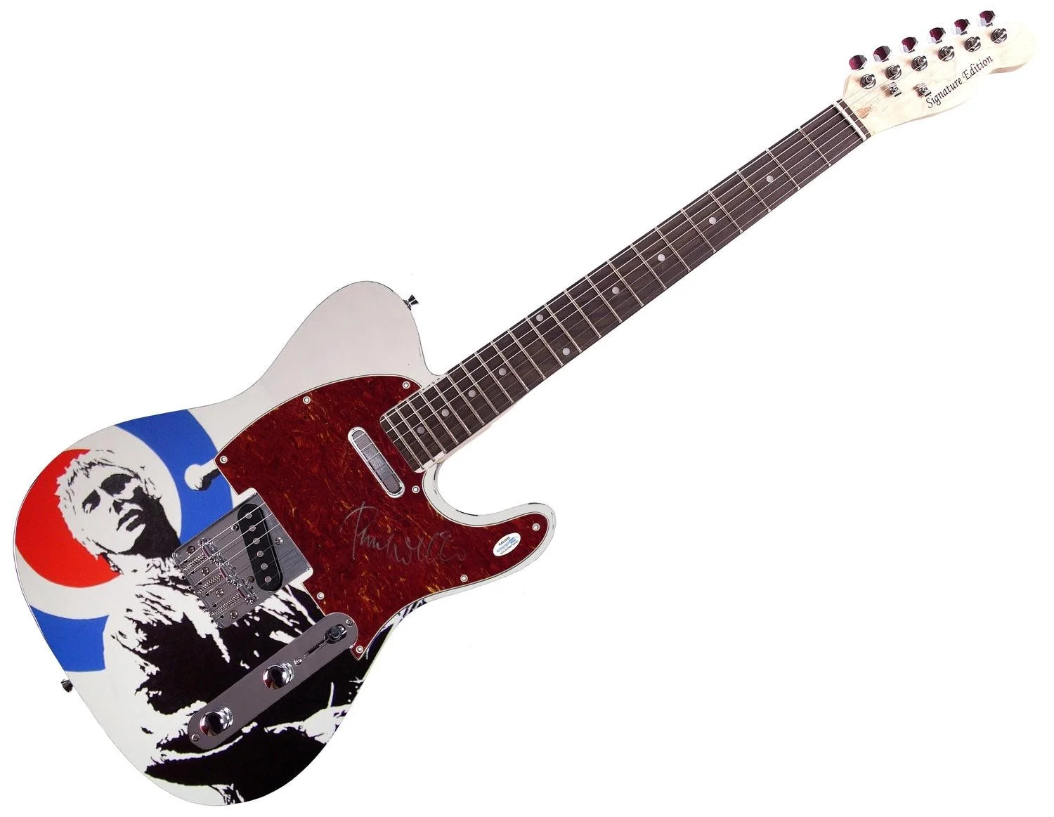 Paul Weller Signed Autographed 1/1 Custom Photo Graphics Guitar ACOA, изображение 3