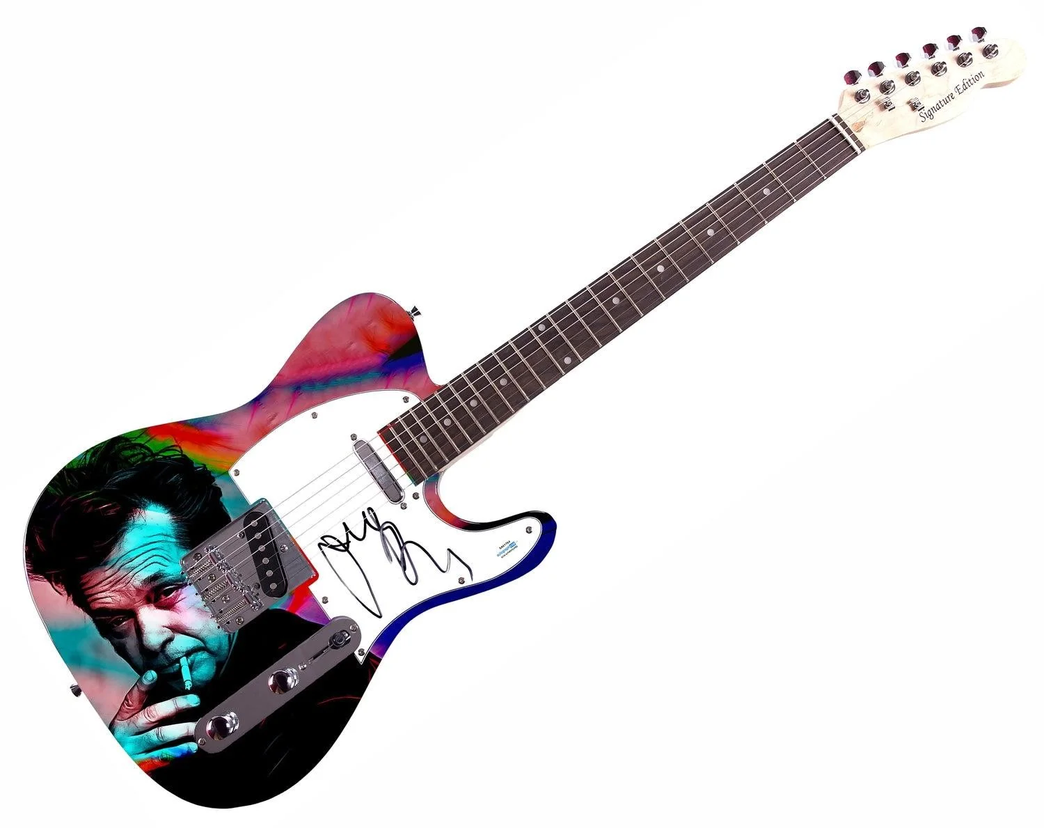 John Cougar Mellencamp Signed Custom 1/1 Graphics Photo Guitar ACOA, image 3