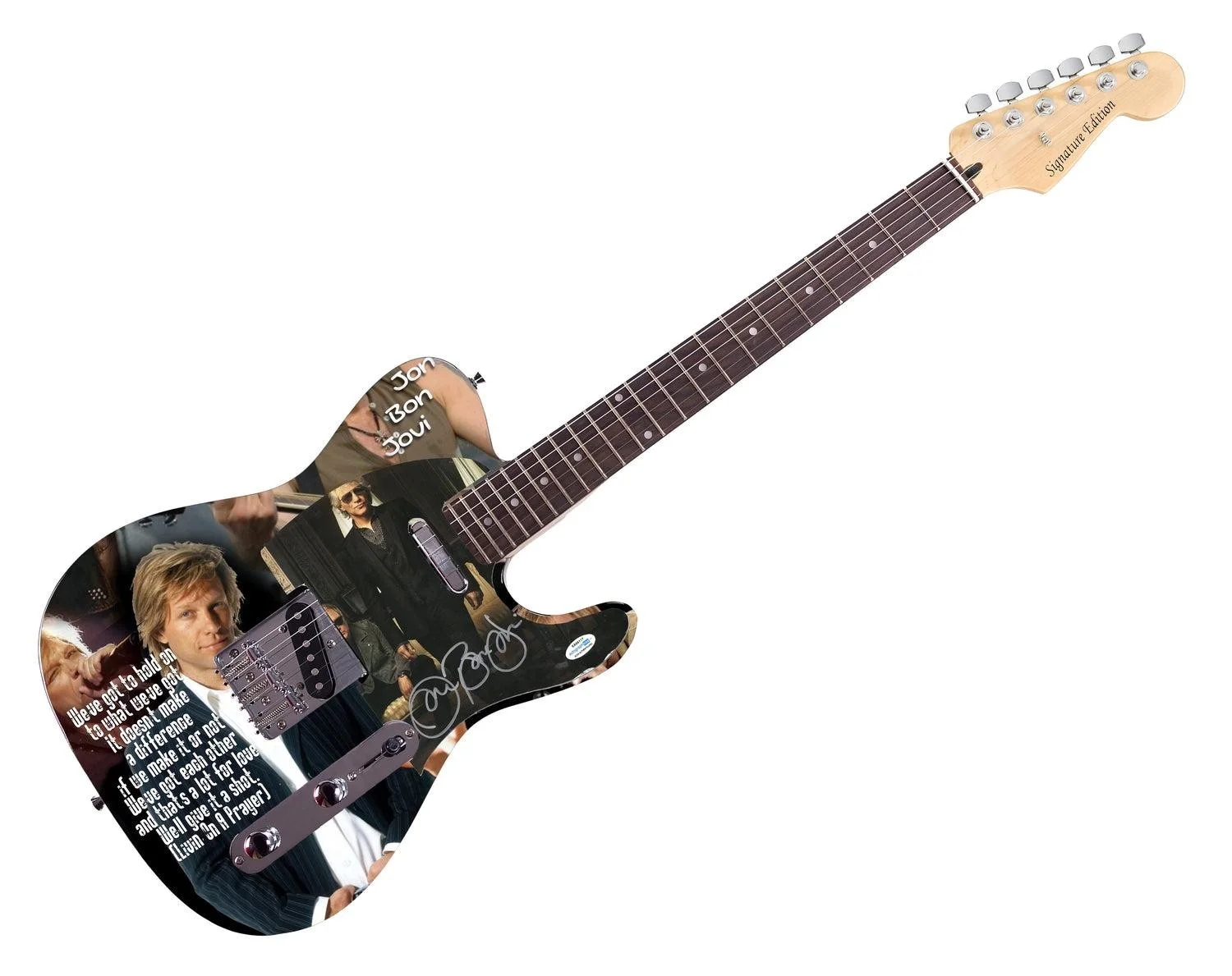 Jon Bon Jovi Signed Livin On A Prayer Graphics Guitar ACOA, изображение 3