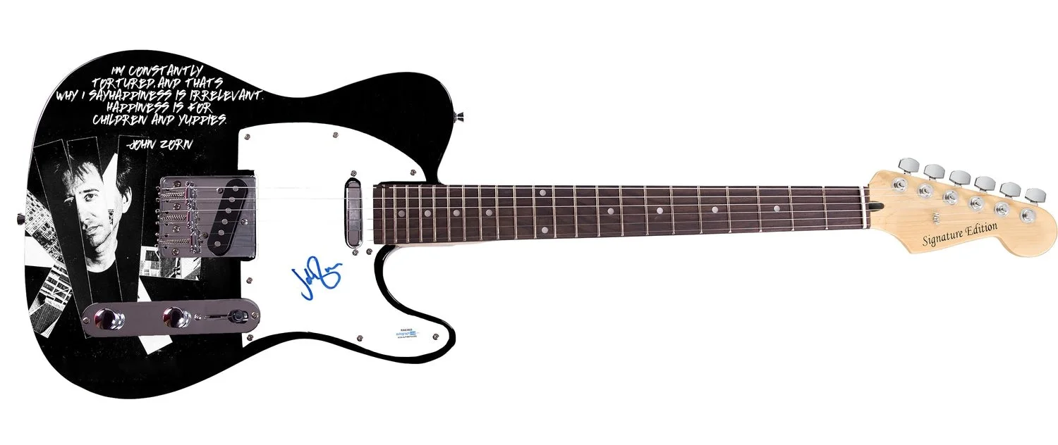 John Zorn Signed Custom Graphics Photo Guitar ACOA, image 2