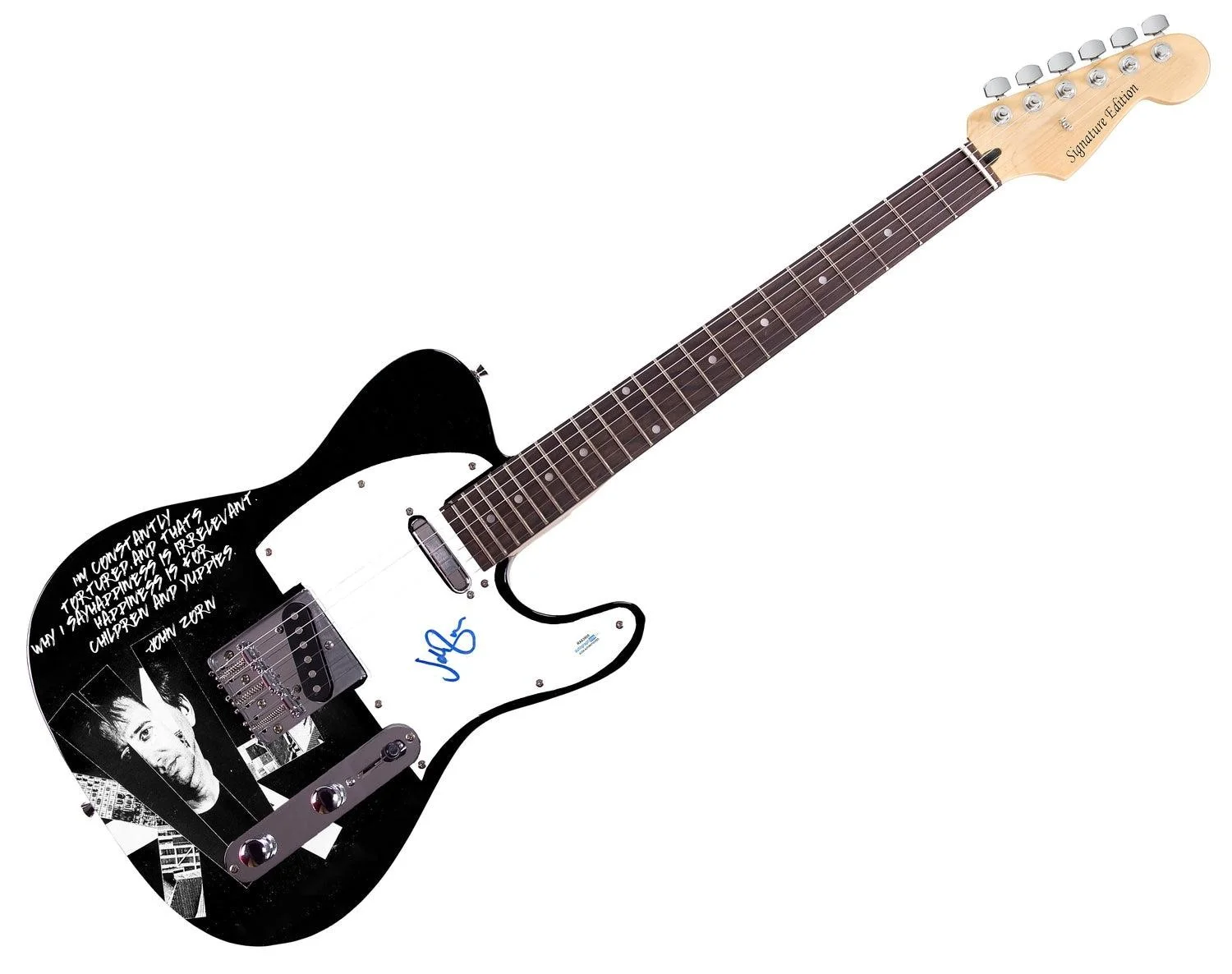 John Zorn Signed Custom Graphics Photo Guitar ACOA, image 4