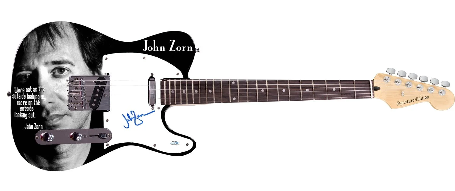 John Zorn Signed Custom Graphics Photo Guitar ACOA, image 2
